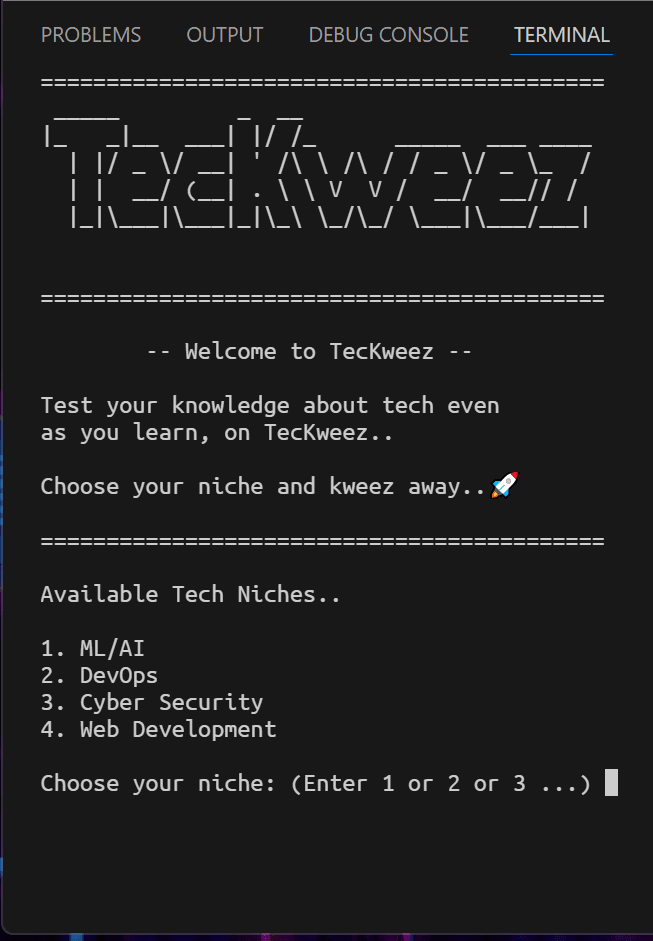 Python Teckweez Terminal Game